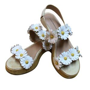 Lucky Brand Juleii Leather Daisy Platform Sandals Size 8.5M Coquette Fairy Shoes